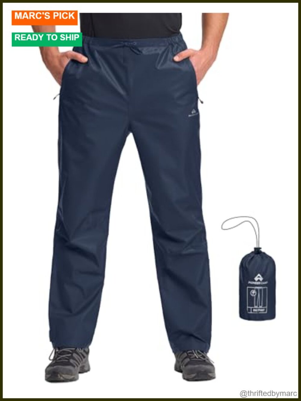Men's Waterproof Packable Rain Pants Windproof Lightweight Outdoor Hiking